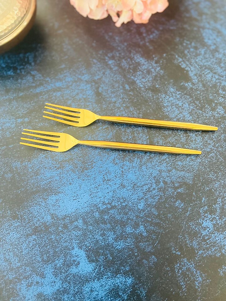 Gold Stainless Steel Forks (Set of 4) by MW- Not Just Home at Pernia's Pop Up Shop