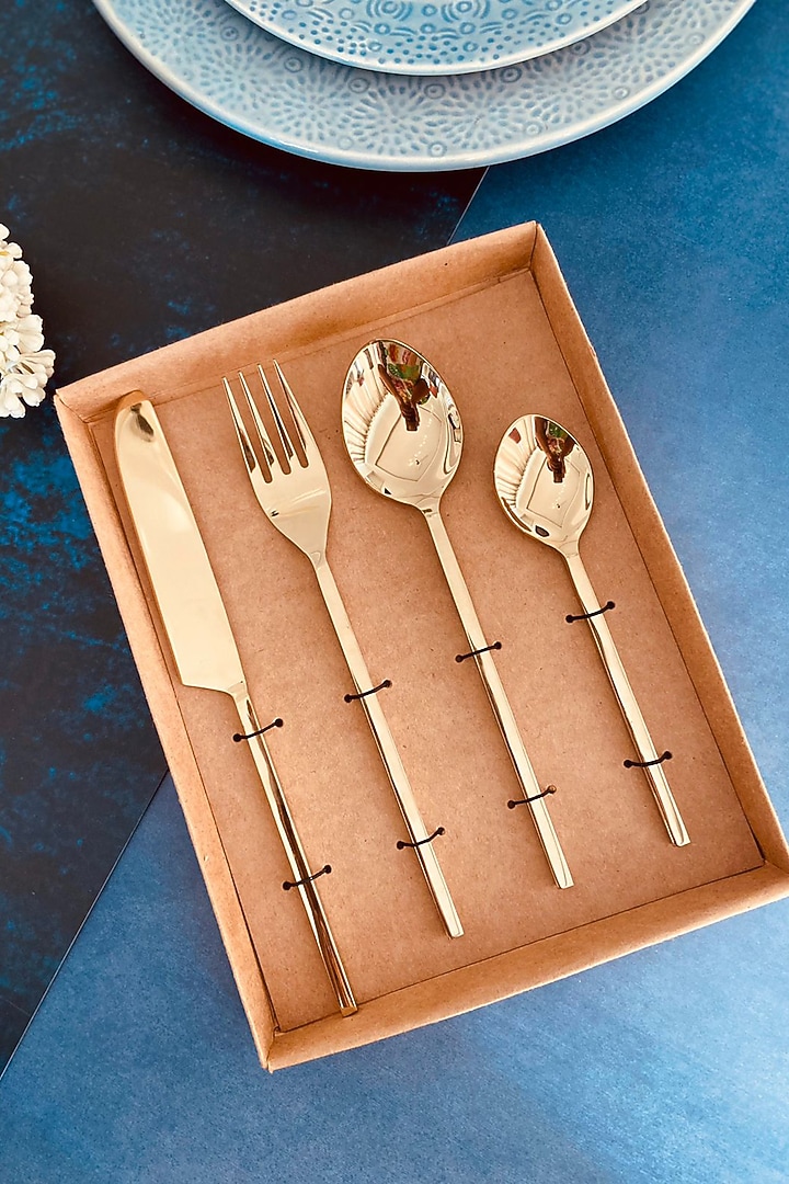 Champagne Gold Stainless Steel Cutlery Set by MW- Not Just Home at Pernia's Pop Up Shop