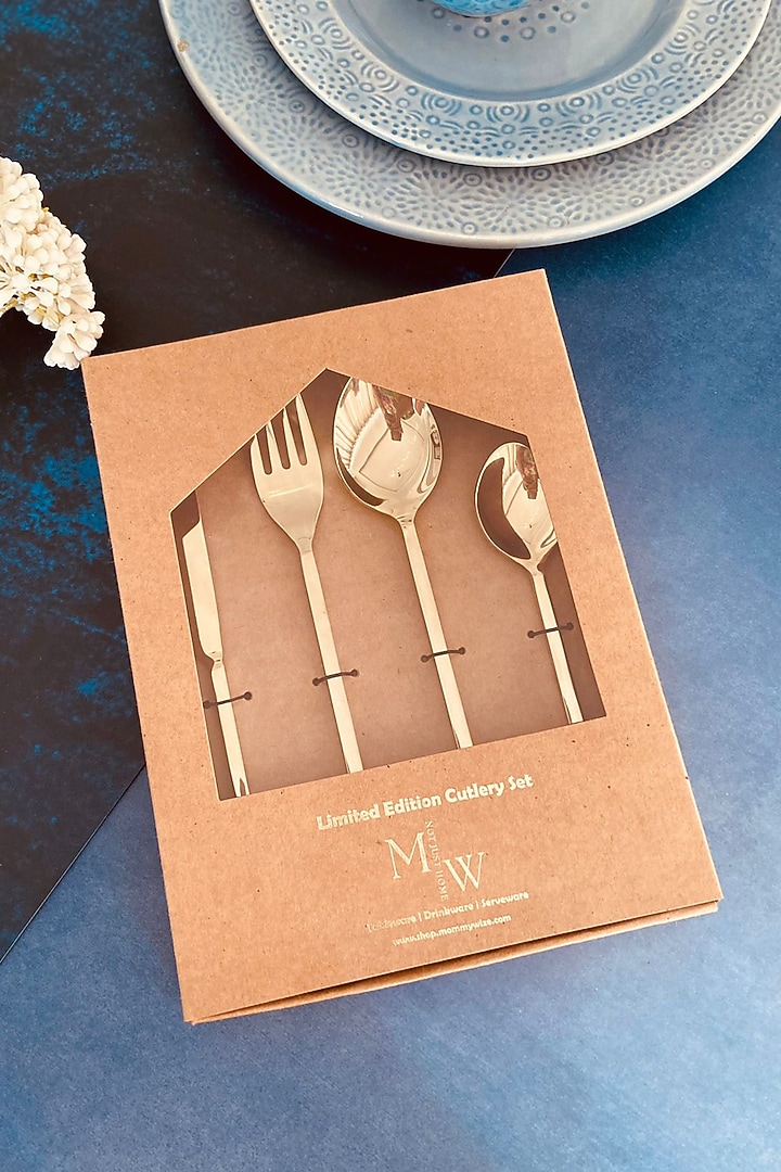 Champagne Gold Stainless Steel Cutlery Set by MW- Not Just Home at Pernia's Pop Up Shop