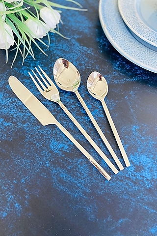 Silver Stainless Steel Hammered Cutlery Set by MW- Not Just Home