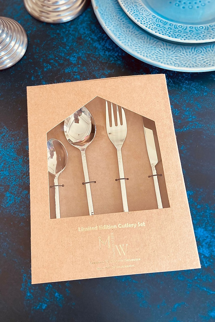 Silver Stainless Steel Hammered Cutlery Set by MW- Not Just Home at Pernia's Pop Up Shop