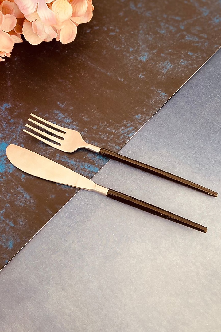 Black & Silver Stainless Steel Cutlery Set by MW- Not Just Home at Pernia's Pop Up Shop