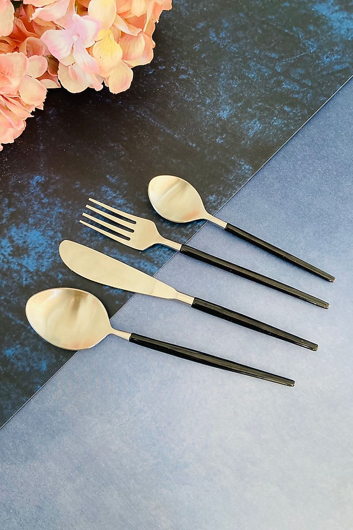 Black & Silver Stainless Steel Cutlery Set by MW- Not Just Home at Pernia's Pop Up Shop