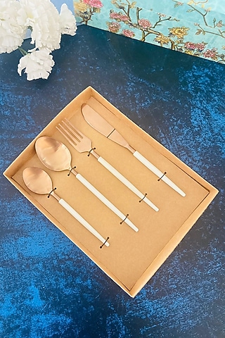White & Silver Stainless Steel Cutlery Set by MW- Not Just Home