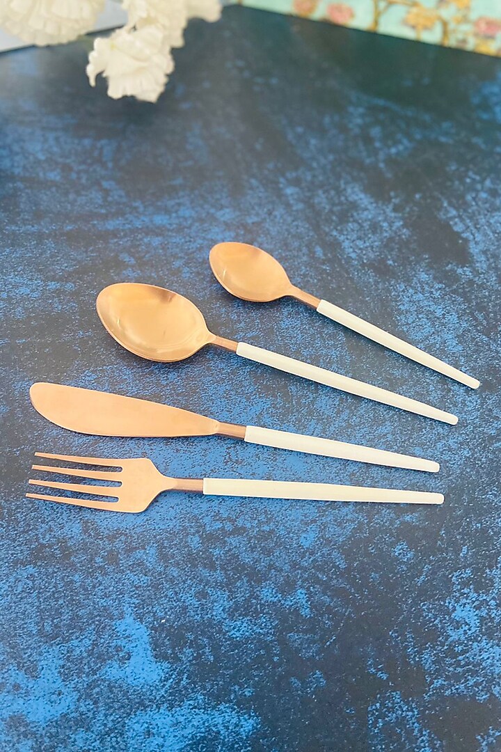 White & Silver Stainless Steel Cutlery Set by MW- Not Just Home at Pernia's Pop Up Shop