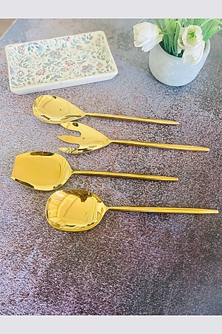 Gold Stainless Steel Serving Spoons Set by MW- Not Just Home