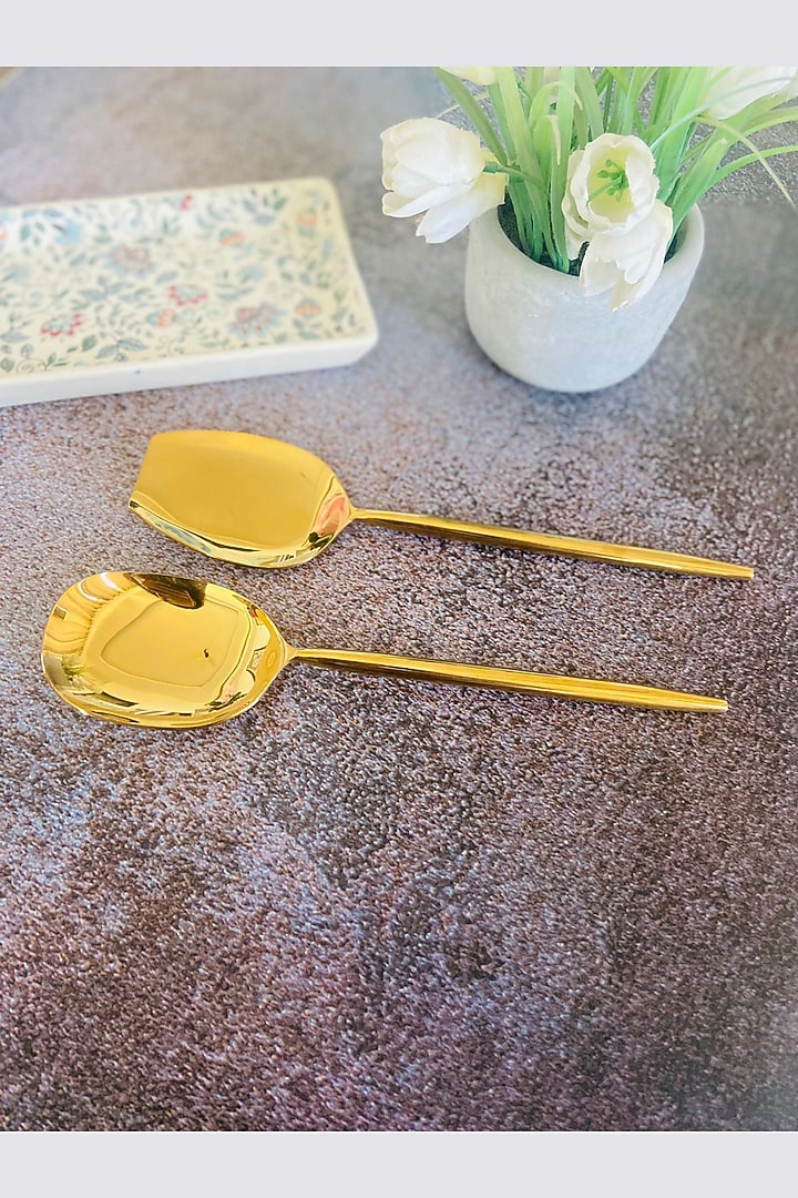 Gold Stainless Steel Serving Spoons Set by MW- Not Just Home at Pernia's Pop Up Shop