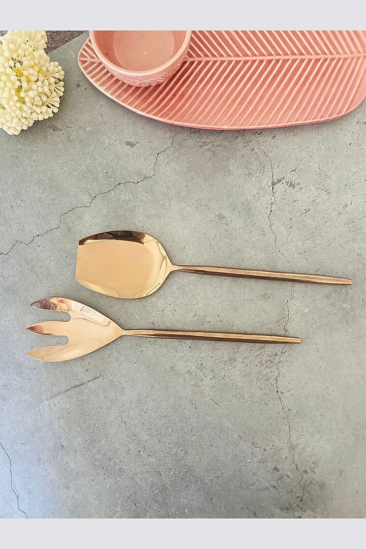 Rose Gold Stainless Steel Serving Spoons Set by MW- Not Just Home at Pernia's Pop Up Shop
