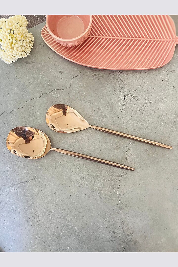 Rose Gold Stainless Steel Serving Spoons Set by MW- Not Just Home at Pernia's Pop Up Shop