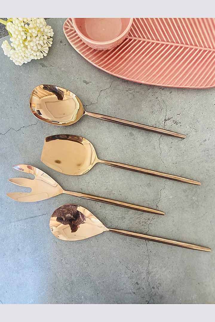 Rose Gold Stainless Steel Serving Spoons Set by MW- Not Just Home at Pernia's Pop Up Shop