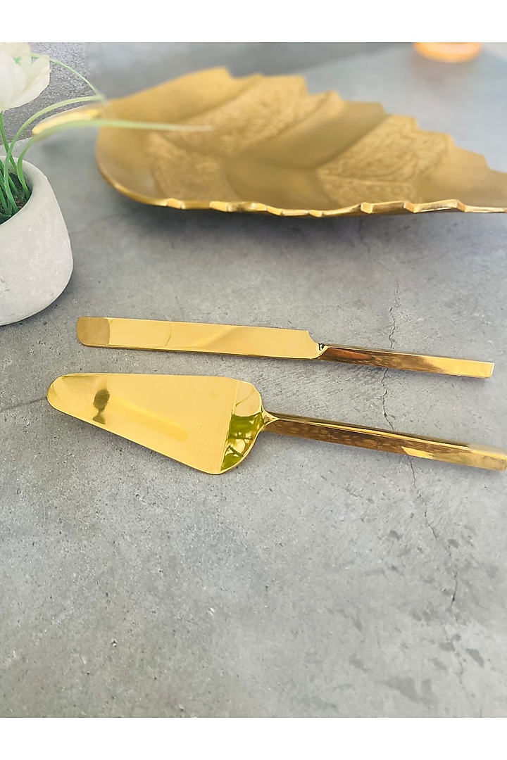 Gold Stainless Steel Cake Server Set by MW- Not Just Home at Pernia's Pop Up Shop