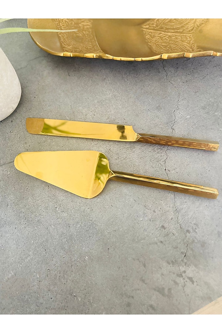 Gold Stainless Steel Cake Server Set by MW- Not Just Home at Pernia's Pop Up Shop