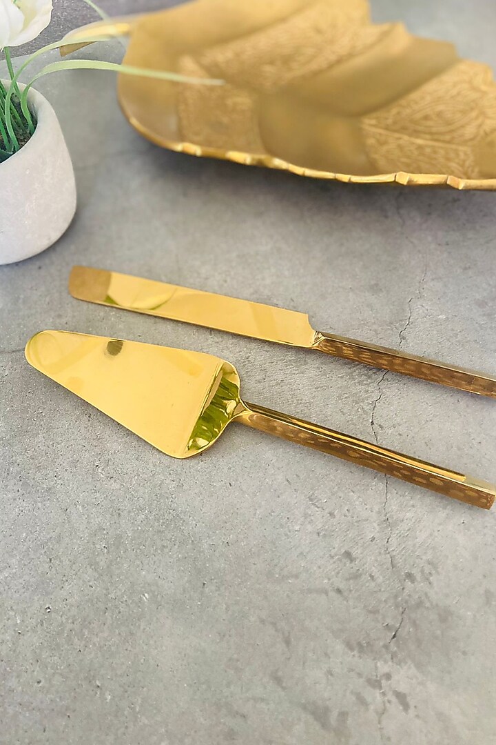 Gold Stainless Steel Cake Server Set by MW- Not Just Home at Pernia's Pop Up Shop