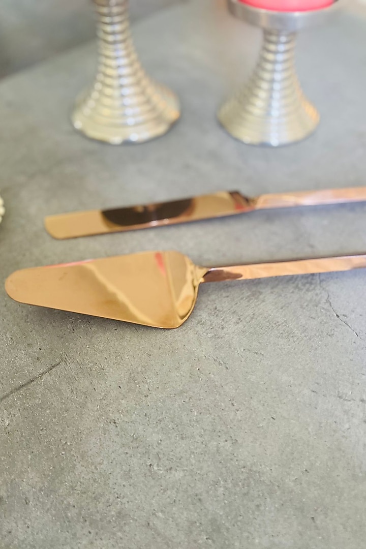 Rose Gold Stainless Steel Cake Server Set by MW- Not Just Home at Pernia's Pop Up Shop