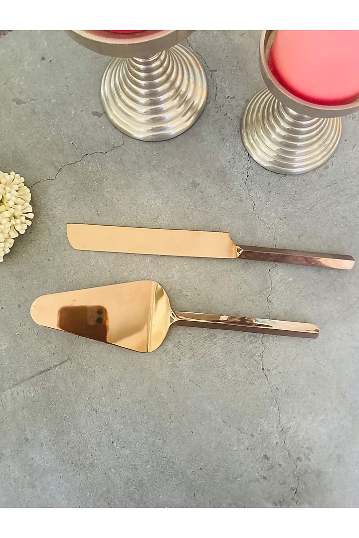 Rose Gold Stainless Steel Cake Server Set by MW- Not Just Home at Pernia's Pop Up Shop
