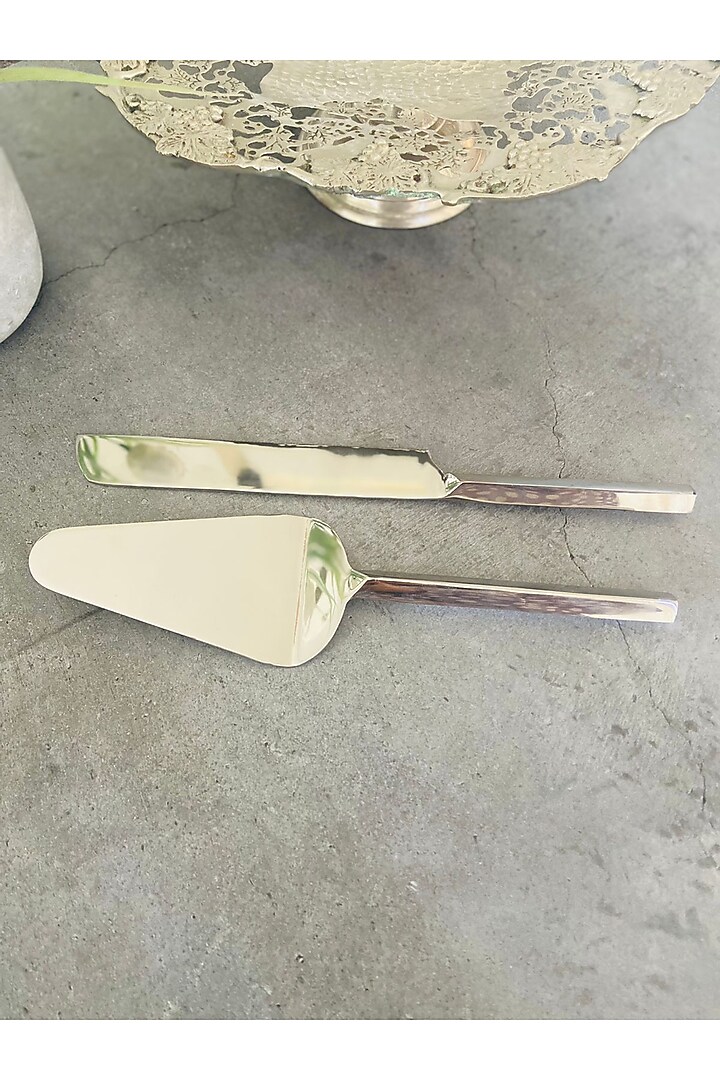 Silver Stainless Steel Cake Server Set by MW- Not Just Home at Pernia's Pop Up Shop