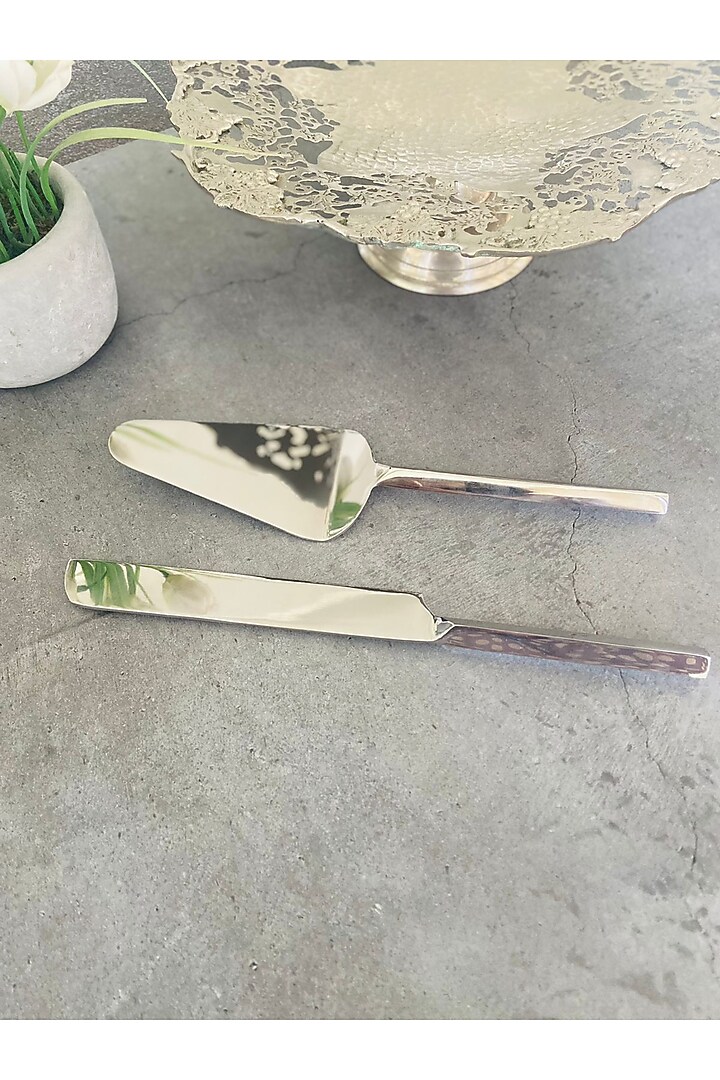 Silver Stainless Steel Cake Server Set by MW- Not Just Home at Pernia's Pop Up Shop