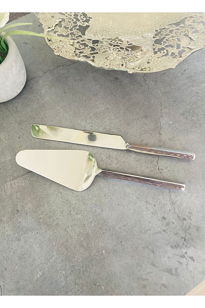 Silver Stainless Steel Cake Server Set by MW- Not Just Home at Pernia's Pop Up Shop