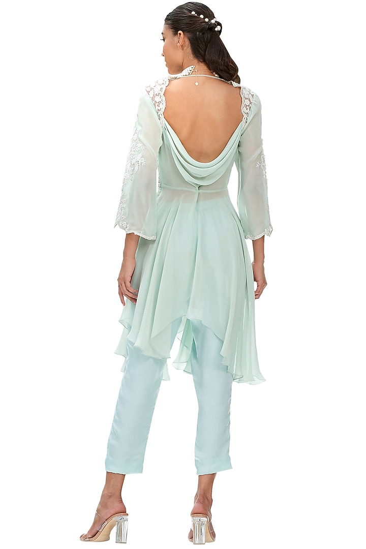 Mint Embroidered Pant Set by Mandira Wirk - Indian at Pernia's Pop Up Shop