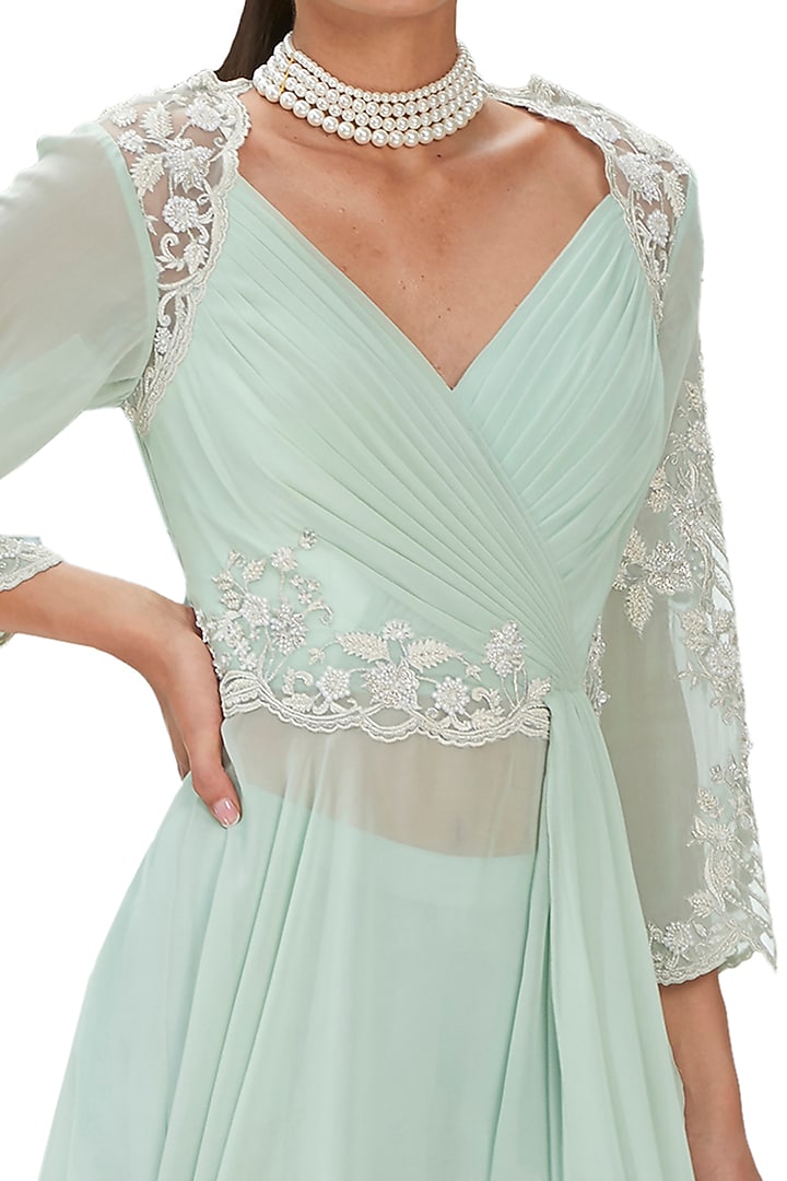Mint Embroidered Pant Set by Mandira Wirk - Indian at Pernia's Pop Up Shop