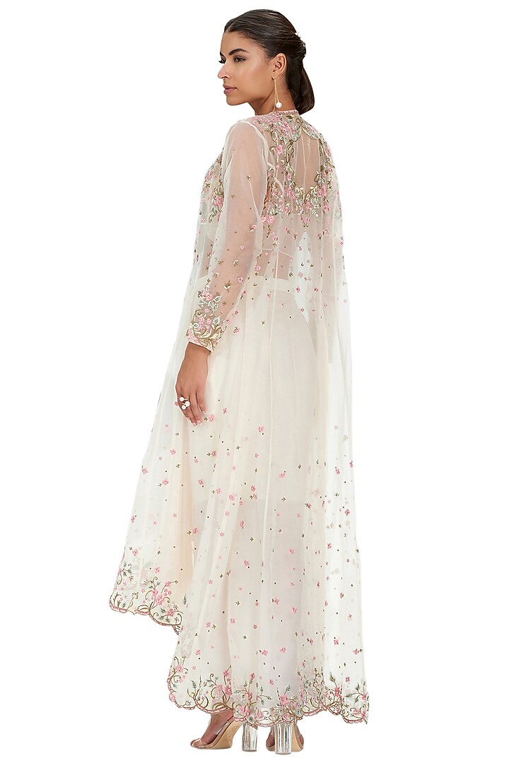 Ivory Embroidered Skirt Set by Mandira Wirk - Indian at Pernia's Pop Up Shop