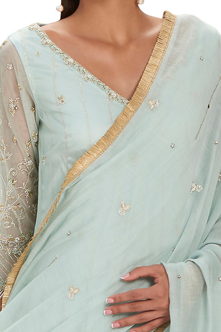 Mint Embroidered Kurta Set by Mandira Wirk - Indian at Pernia's Pop Up Shop
