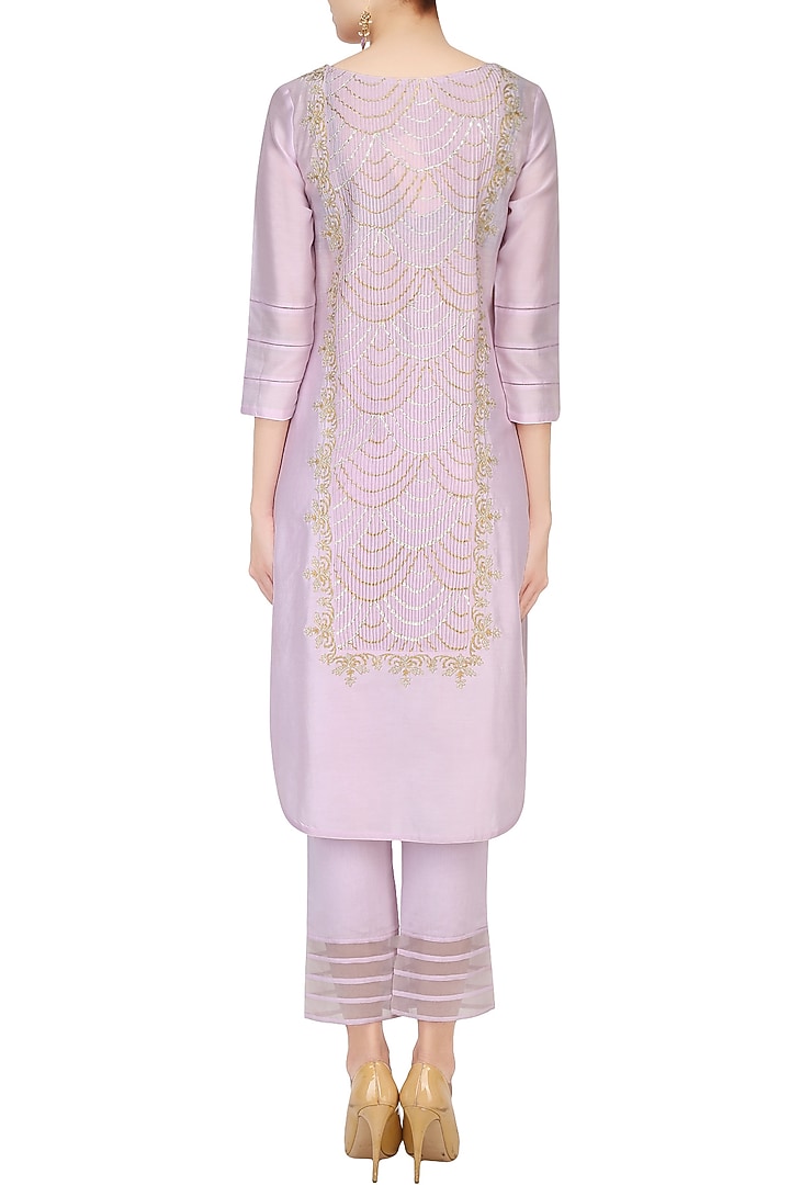 Lavender gota patti work straight kurta with pants available only at Pernia's Pop Up Shop.