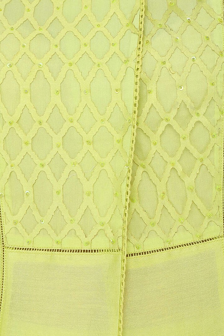 Green thread embroidered overlap kurta with palazzo available only at Pernia's Pop Up Shop.