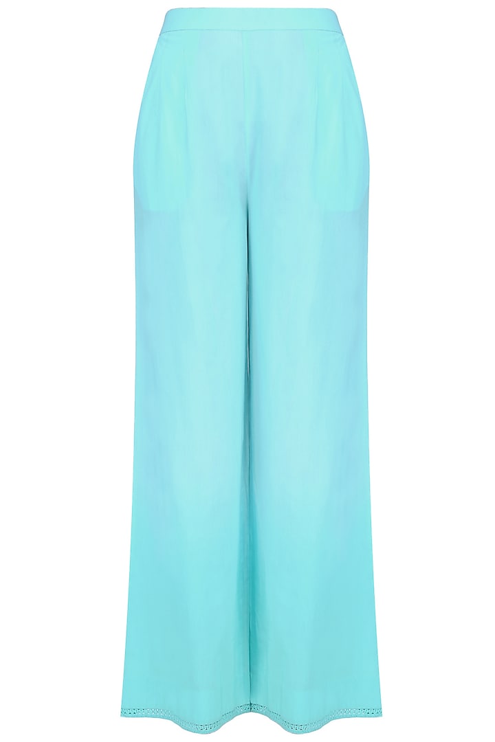Blue thread embroidered kurta with palazzo pants available only at Pernia's Pop Up Shop.