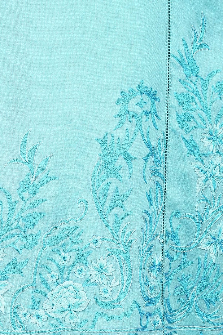 Blue thread embroidered kurta with palazzo pants available only at Pernia's Pop Up Shop.