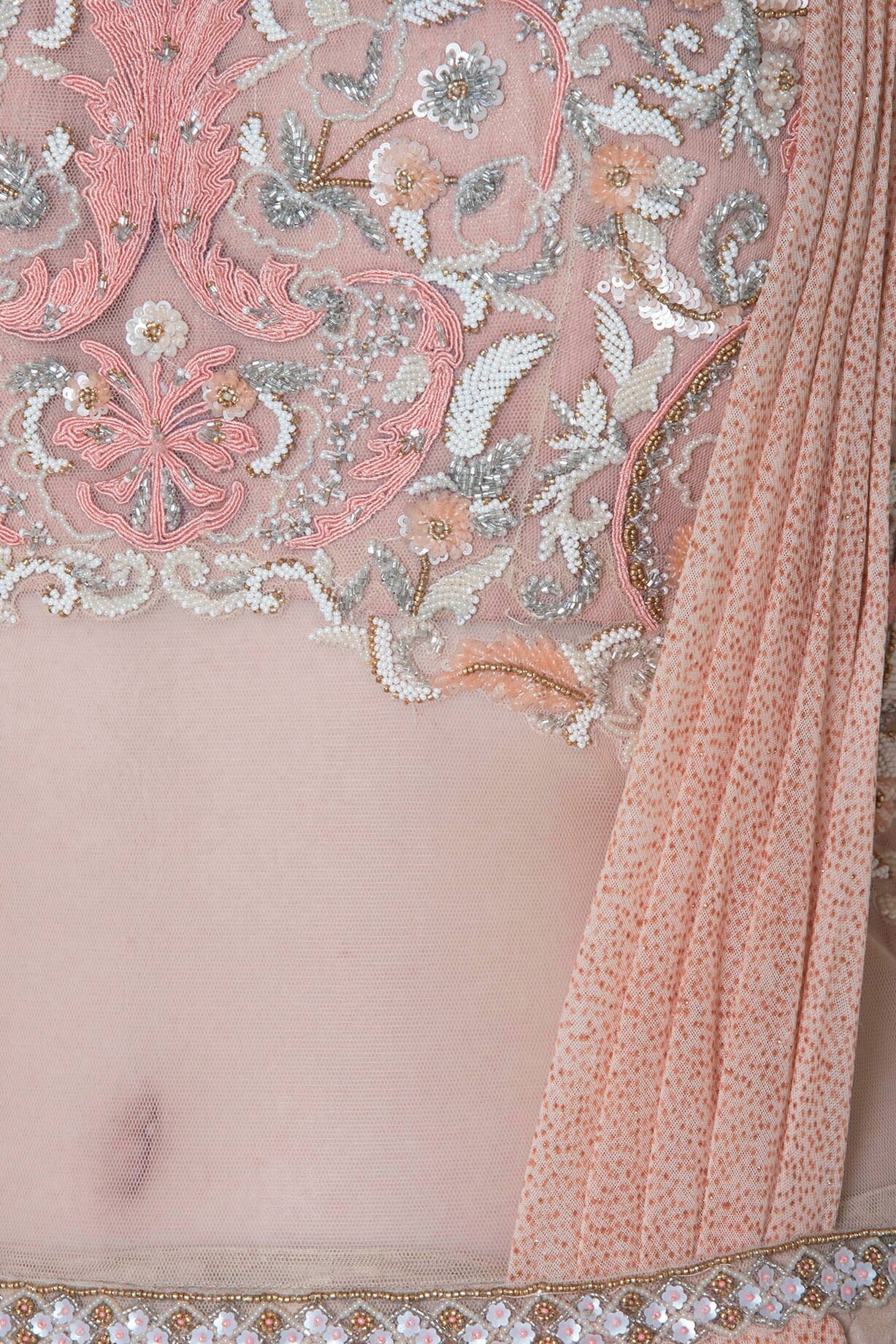 Peach Crape Drape Saree main image 1