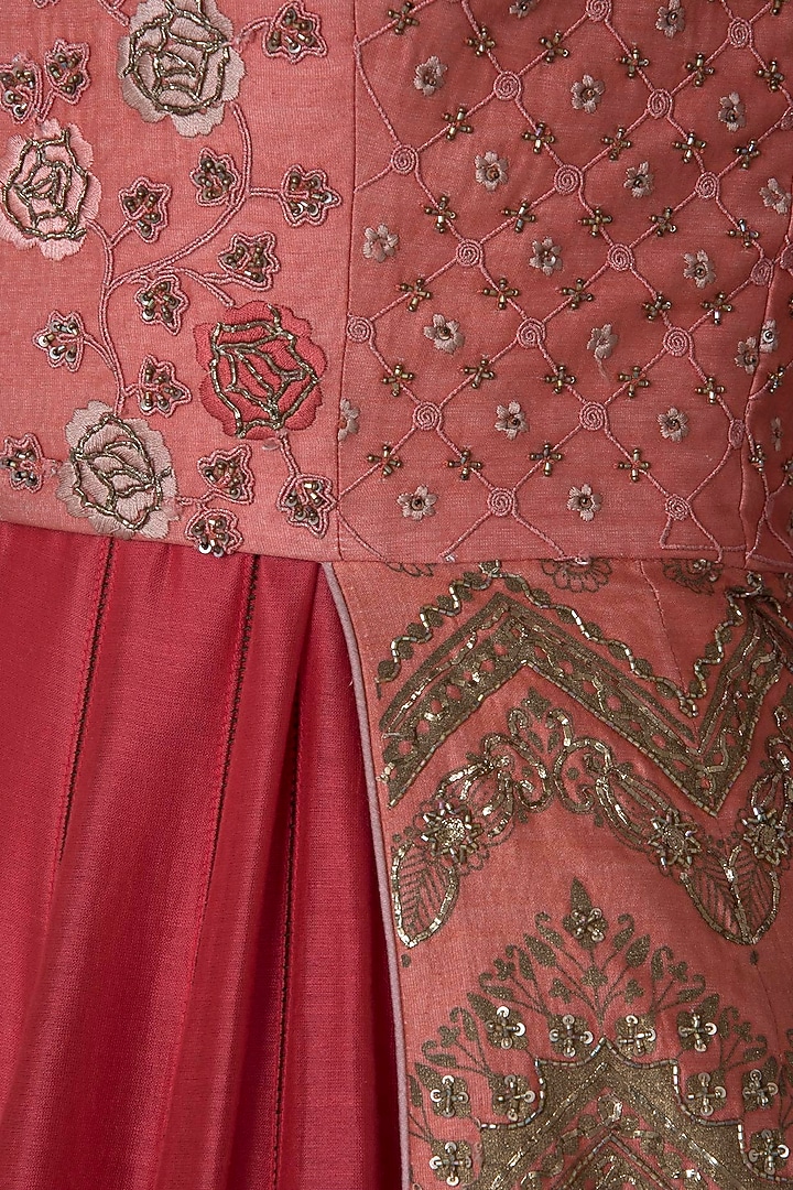 Rust embroidered jacket and anarkali available only at Pernia's Pop Up Shop.