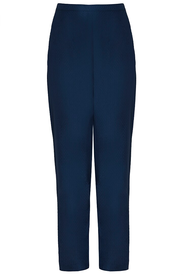 Navy blue embroidered jacket with pants available only at Pernia's Pop Up Shop.