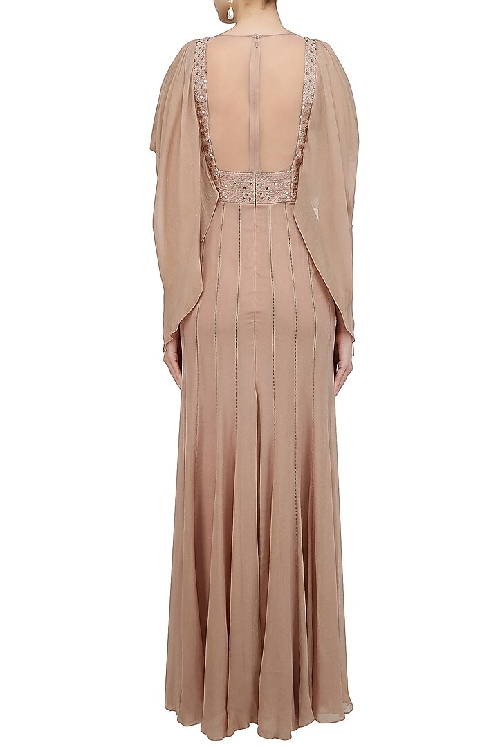 Dull pink mukaish embroidered drape gown available only at Pernia's Pop Up Shop.