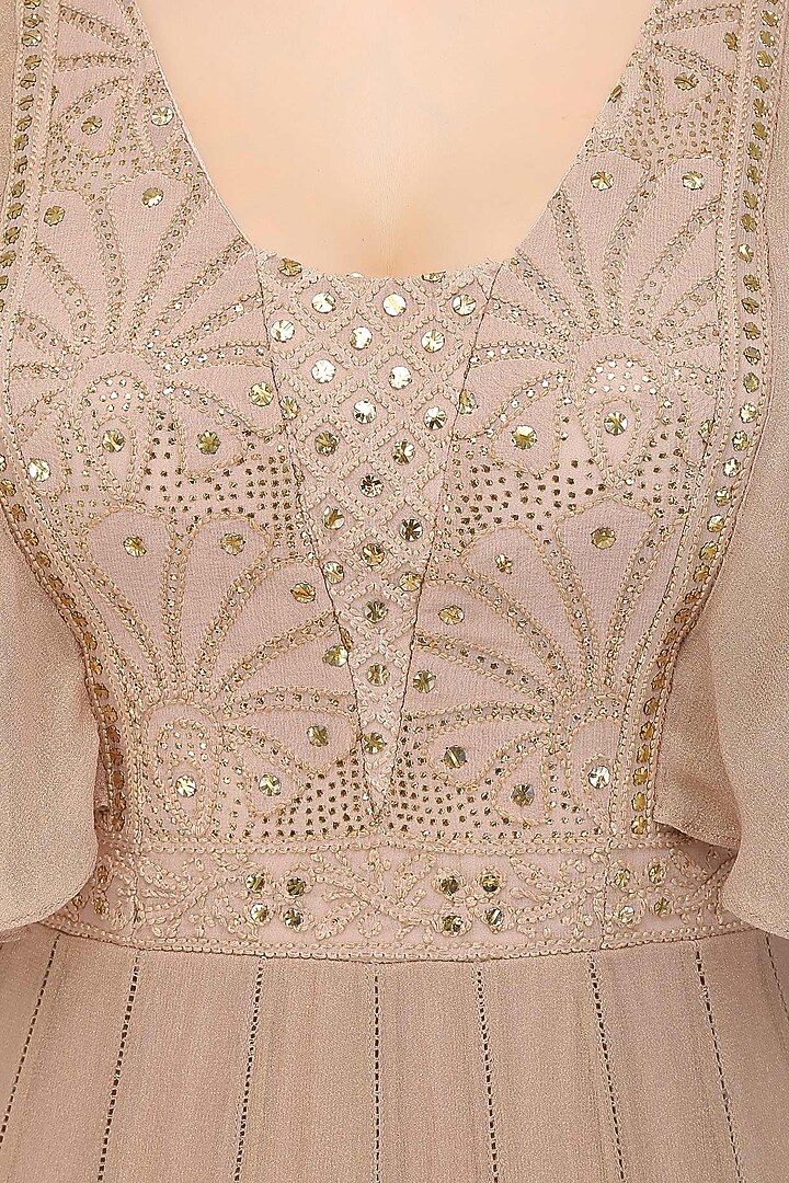 Dull pink mukaish embroidered drape gown available only at Pernia's Pop Up Shop.
