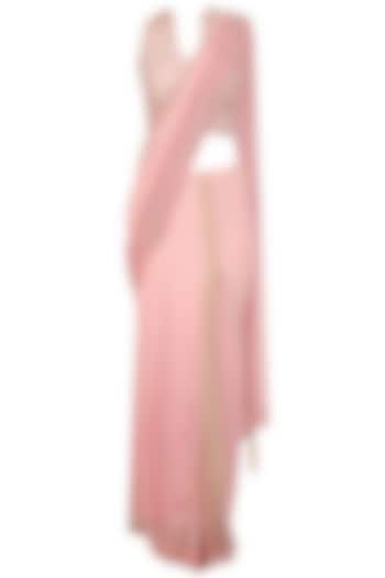 Onion pink mukaish embroidered saree with blouse available only at Pernia's Pop Up Shop.
