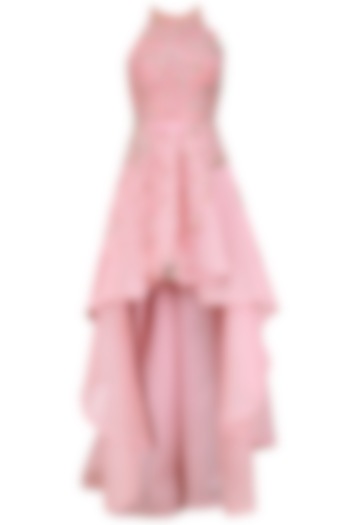 Pink Flora High Low Dress Gown by Mandira Wirk