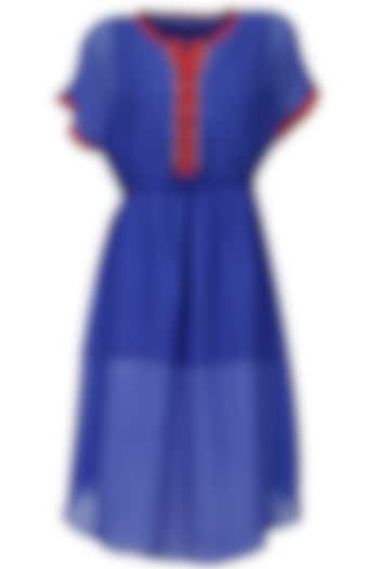 Deep blue embroidered contrast tunic available only at Pernia's Pop-Up Shop.