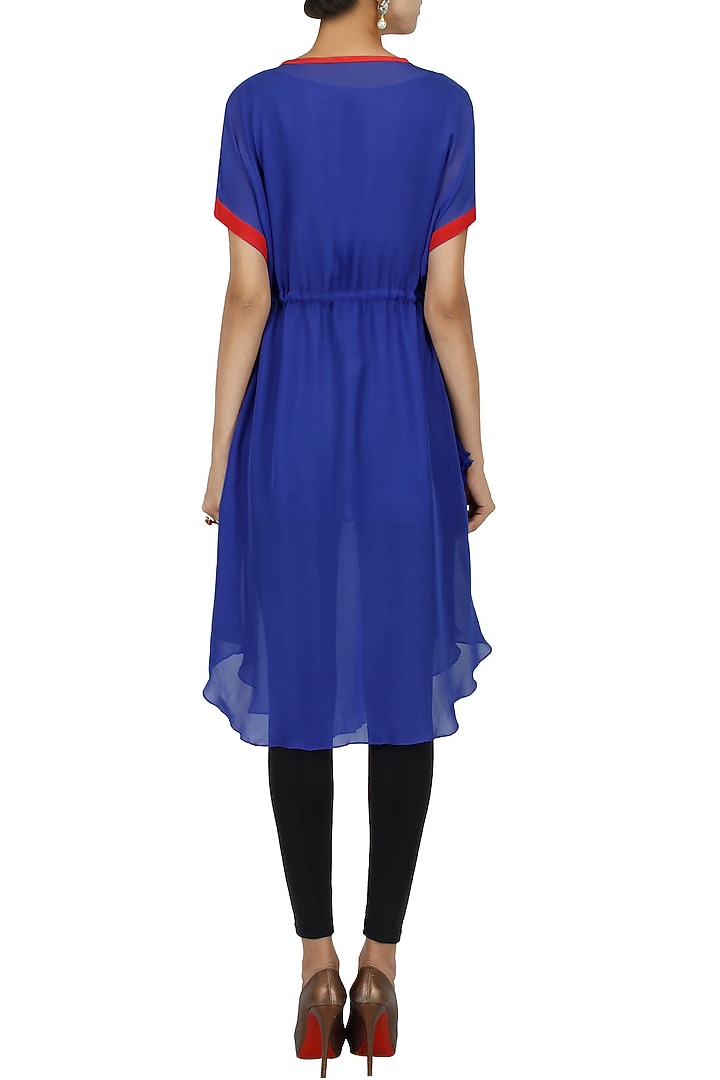 Deep blue embroidered contrast tunic available only at Pernia's Pop-Up Shop.