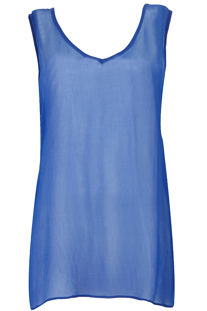 Deep blue embroidered contrast tunic available only at Pernia's Pop-Up Shop.