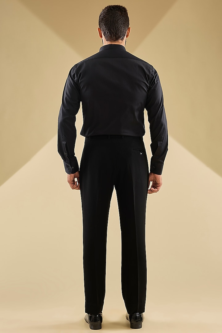 Navy Blue Italian Fabric Embroidered Indowestern Set by Mayank Chawla at Pernia's Pop Up Shop