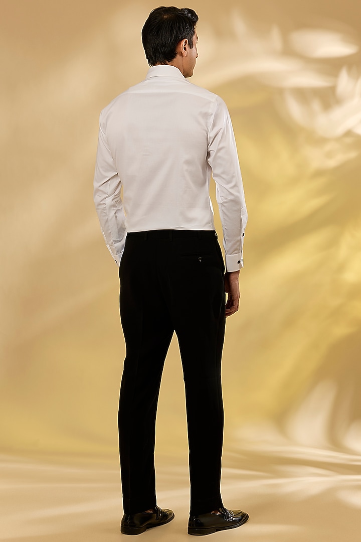 Black Italian Fabric Cutdana Hand Embroidered Tuxedo Set by Mayank Chawla at Pernia's Pop Up Shop