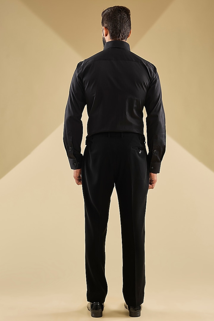 Black Micro Velvet Hand Embroidered Tuxedo Set by Mayank Chawla at Pernia's Pop Up Shop
