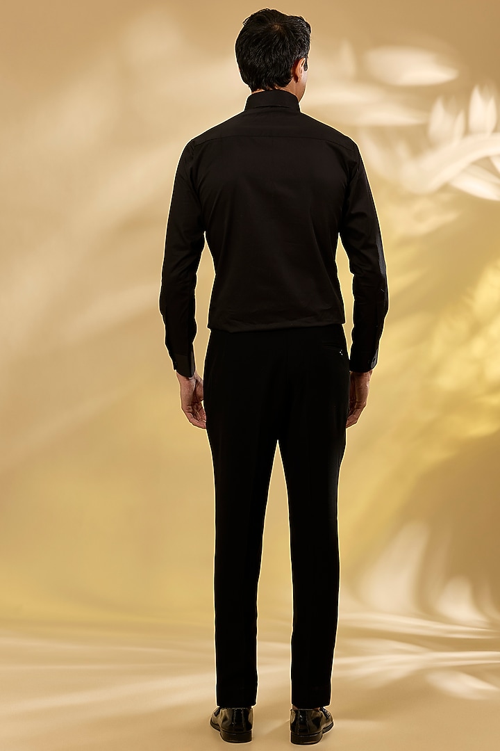 Black Italian Fabric Cutdana Hand Embroidered Tuxedo Set by Mayank Chawla at Pernia's Pop Up Shop