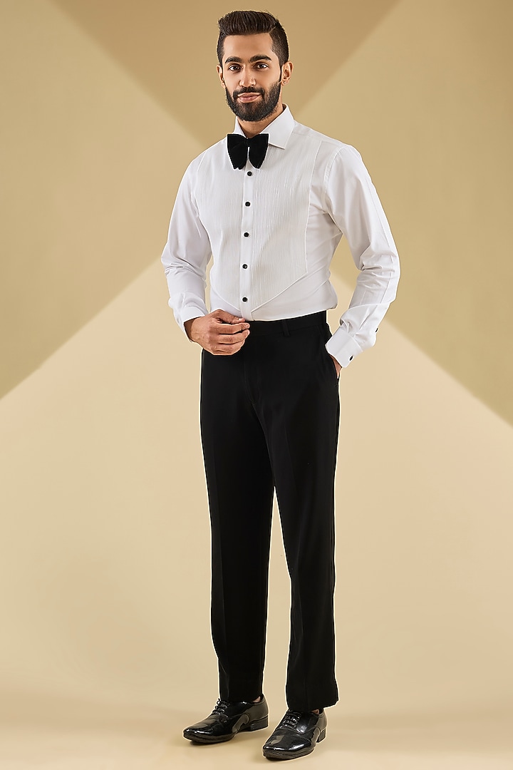 Black Micro Velvet Hand Embroidered Tuxedo Set by Mayank Chawla at Pernia's Pop Up Shop