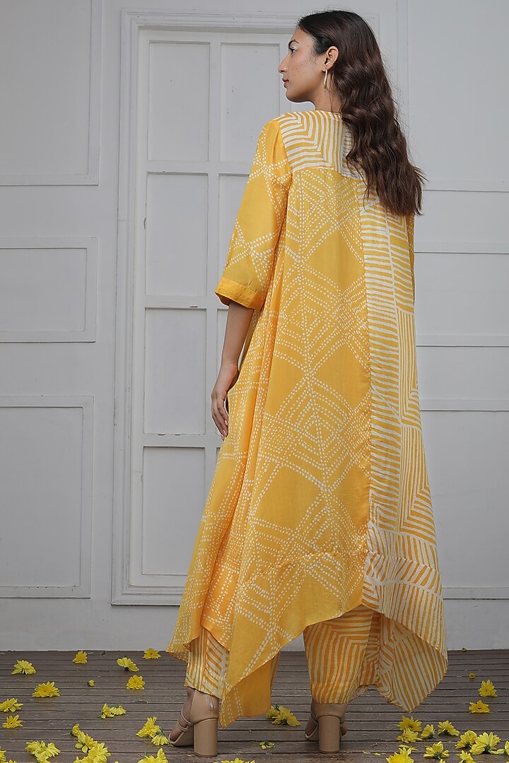 Mustard Cotton Silk Striped Tunic by Myoho at Pernia's Pop Up Shop