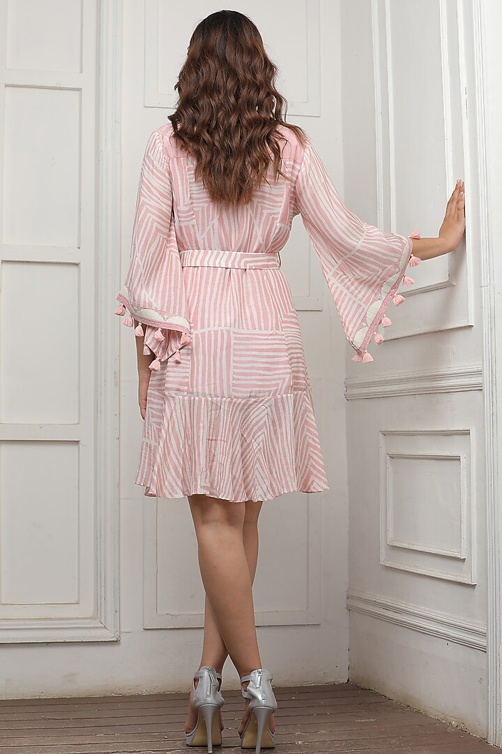 Blush Pink Cotton Silk Striped Summer Dress by Myoho at Pernia's Pop Up Shop