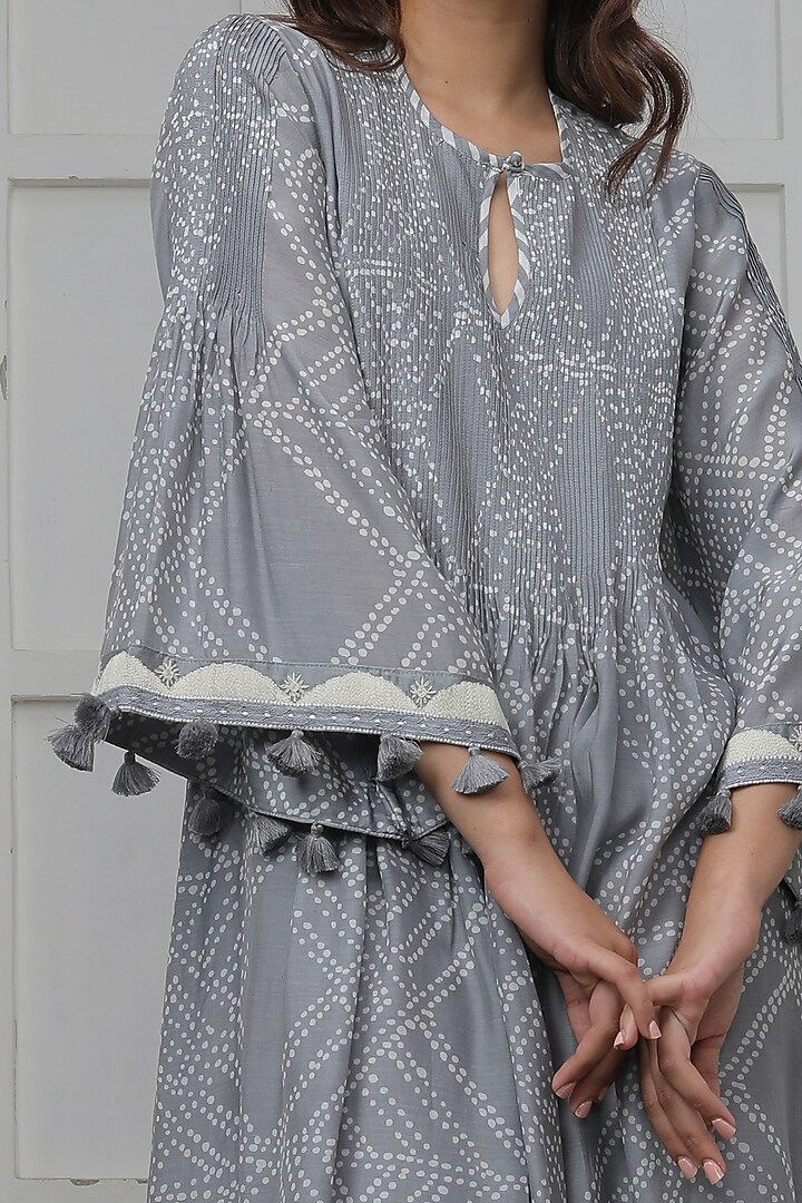Grey Cotton Silk Pintuck Summer Dress by Myoho at Pernia's Pop Up Shop
