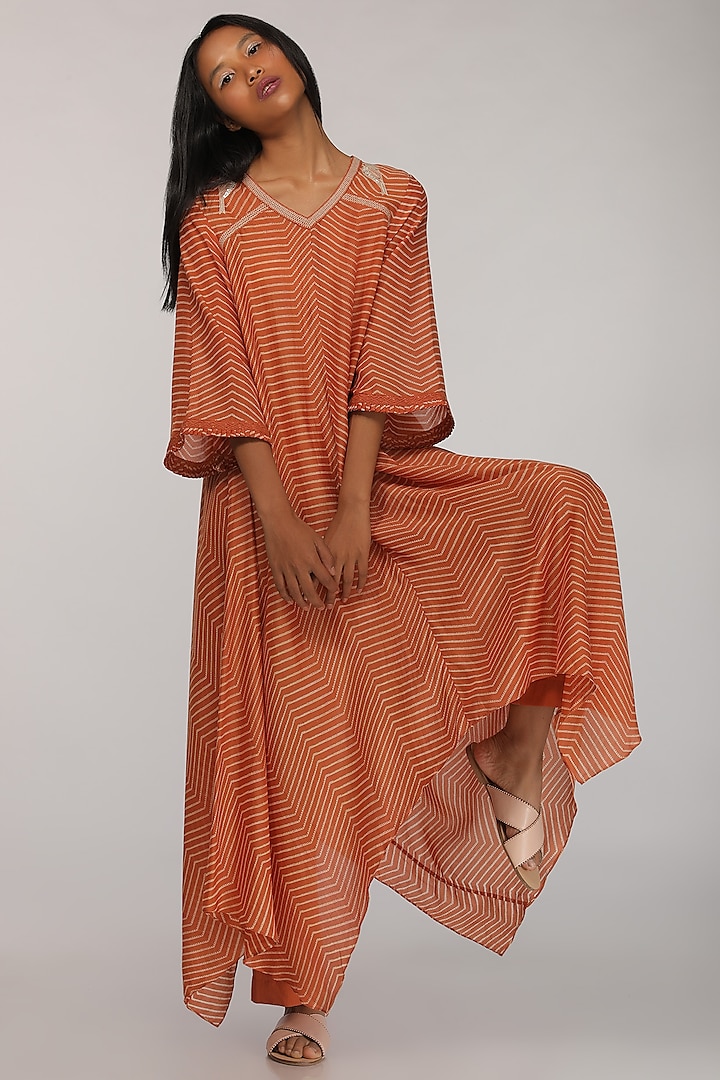 Rust Orange Printed Kurta Dress by Myoho