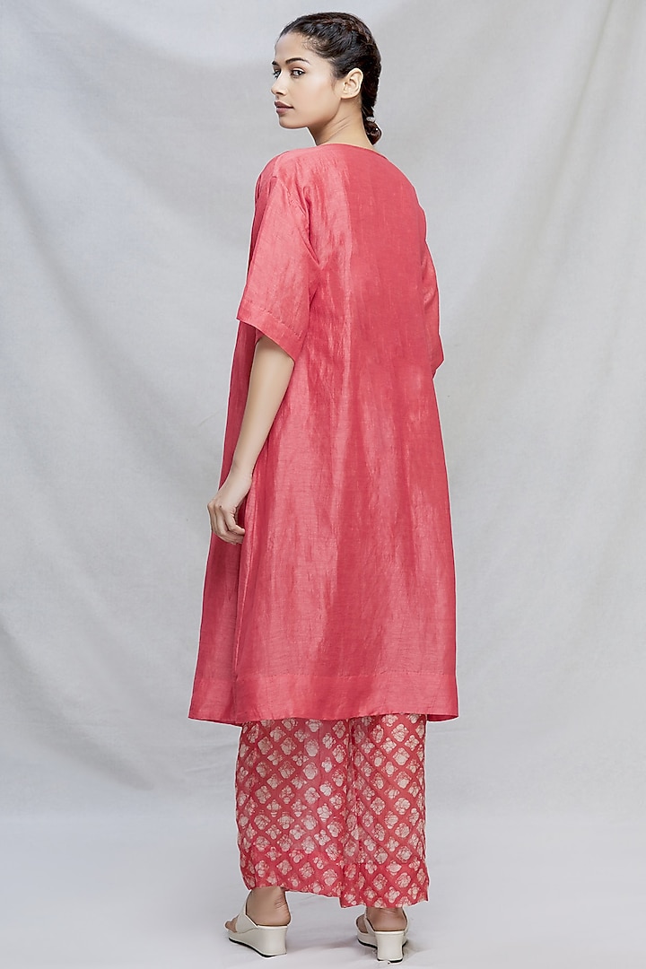 Red Kantha Hand Embroidered Kurta Set by Myoho at Pernia's Pop Up Shop